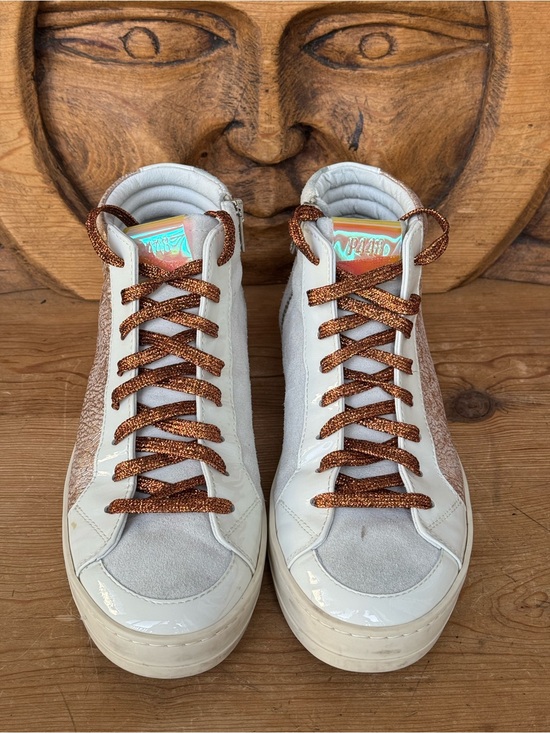 P448 Shoes - P448 Skate Shimmer High-Top Sneakers with Copper Laces, 8